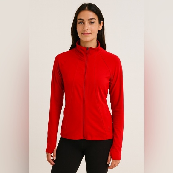 Athleta Tops - Athleta Full Zip Jacket Women’s Size Small Red Orange Stretch Performance